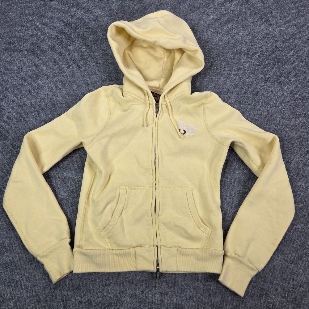 Y2K VTG Abercrombie & Fitch Yellow Zip Hoodie Spellout Logo Sweatshirt Women M